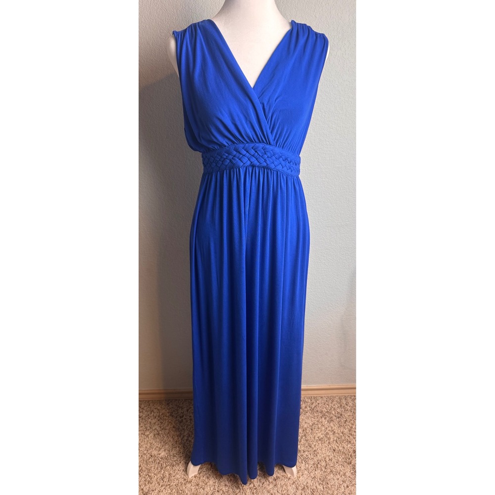 Neiman Marcus Royal Blue Braided Empire Waist Maxi Dress Medium Summer Vacation